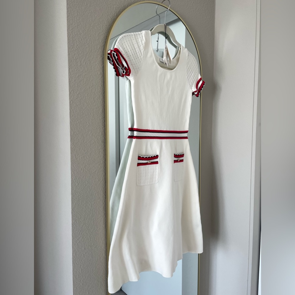 Sandro Écru Knit Knee Length Dress